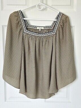 Max Studio Women's Square-Neck Boho Blouse Size M